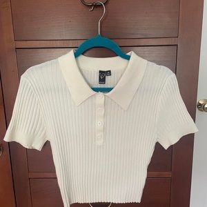 Windsor White Collared Cropped T-Shirt